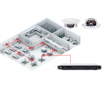 Акустична система для кафе, ресторану 8 стельових динаміків TOA